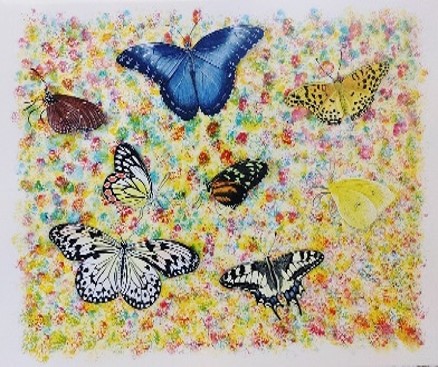「나비, 날다!」, 2021, 색연필 수채화, 70×54cm. ⓒ 휴먼에이드포스트